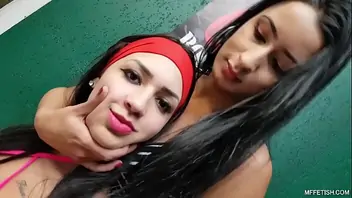 Brazilian lesbian tongue kissing