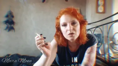Casual smoking rock chick