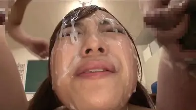 Bukkake cum shower for yuuna mashiro