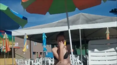 Two beautiful not step sisters in waterpark