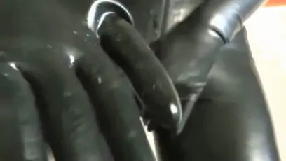 Latex catsuit sweat