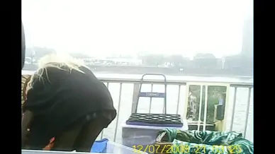 Amateur bends over showing black pantyhose upskirt
