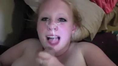 Chubby chick with big knockers handjob pov