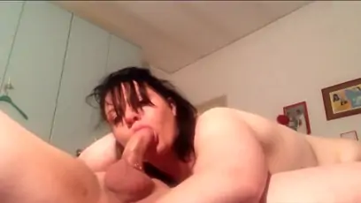 Italian girl sucks and throats cock