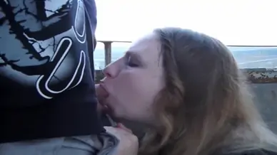 Blowjob on the balcony a neighbor saw us almost cumshot on face