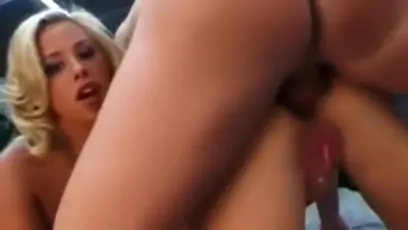 Blonde anal threesome with a big cock
