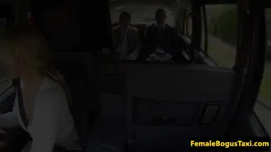 Knockers british cabbie spitroasted in taxi trio