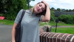 Busty blonde brit licked and fucked outdoor