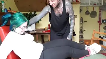 Tattoed milf tickling