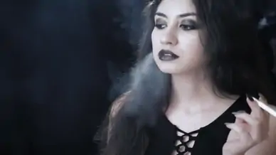 Smoking goth girl