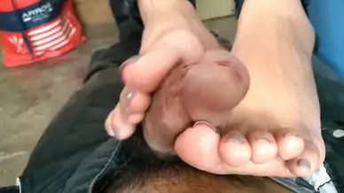 Asian footjob quickie footjob under the table