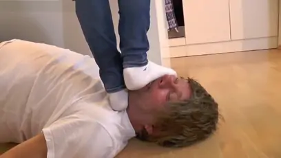 Throat trampling in socks