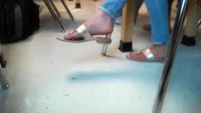 Pretty feet dangling sandals in class 3
