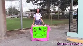 Uniformed teen 18 facial