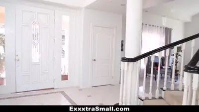 Exxxtrasmall tall busty red head fucks and dominates tiny teen 18 with strap on
