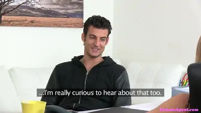 American stud cums on agents face femaleagent