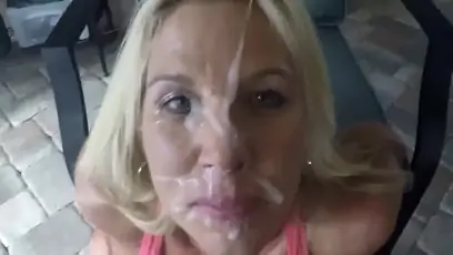 Blonde milf facialized