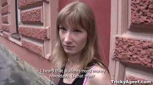 A golden haired student 18 is looking for some money