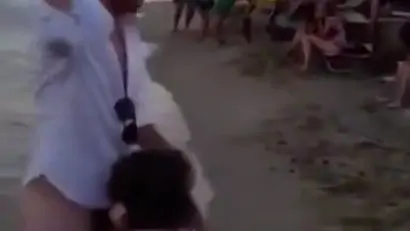 Girl sucks off guys infront of a crowd