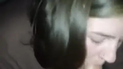 Teen 18 step sister gives deepthroat blowjob
