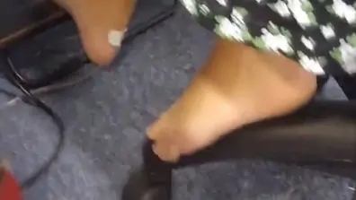 Candid stinky soft feet on work two