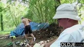 Naughty teen 18 ass spanking by grandpa and kissing fucked