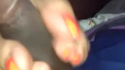 Footjob wife