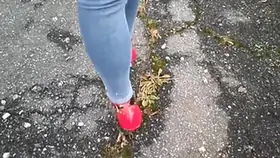 Dgb 08 dirty gardenboy very high red heels blue jeans