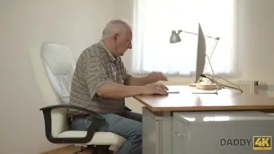 Daddy4k red haired gal couldn t resist to charms of handsome old man