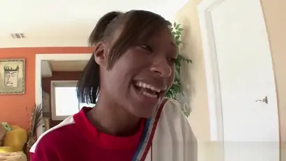 Ebony cheerleader fucks and sucks her angry coach
