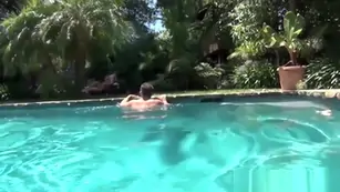 Neighbor disturbs her sunbathing session
