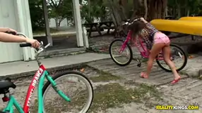 Rachel chloe and molly ride bicycles and fuck