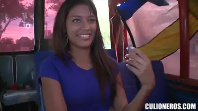 Liz paola has some fun on the bus