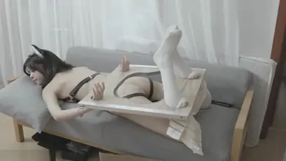 Asian casting sexy young japanese woman gets down and dirty