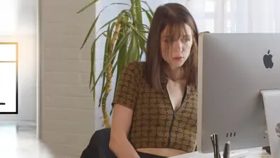 Petite office slut sneaks masturbating at work