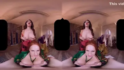 Halloween hocus pocus foursome three sexy witches use their spells to make you beg for more with