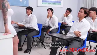Devil khloe horny teacher in threesome gangbang in college classroom redhead latina