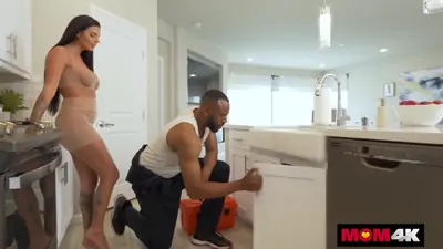 Plumber drills desiree nevadas leaky pipes with his bbc
