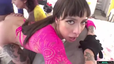 Well proportioned xochi and novas double blowjob dirt