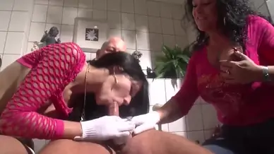 The bathroom with massage glove