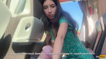 Katty west crazy man takes out his cock on public bus but girl doesnt lose her head and helps him