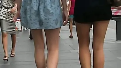 A takes upskirt shots of two extremely sexy woman breasts
