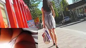 Honey got her upskirt white belt spied