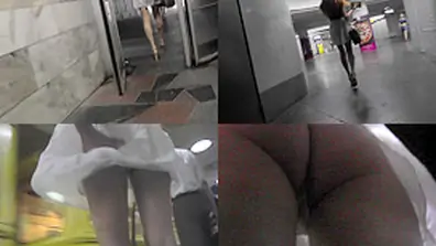 G string of a red haired gal seen in free upskirt video