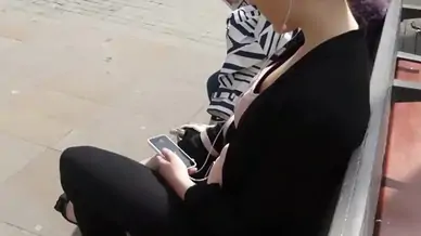 Gentle young breasts in downblouse