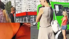 Upskirt in crowd was easily