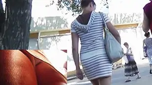 Her cute strap sexily peeping up petticoat