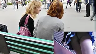 Stylish escalator upskirt footage