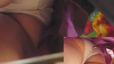 Tasty upskirt booty in white panty