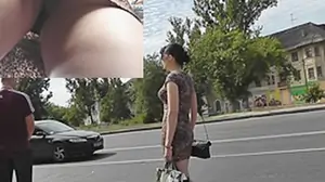 Wild kitty flashes upskirt butt